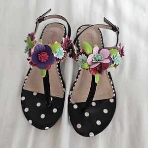 Betsey Johnson Women's Esmee Heeled Sandal Polka Dot Flowers 6.5
